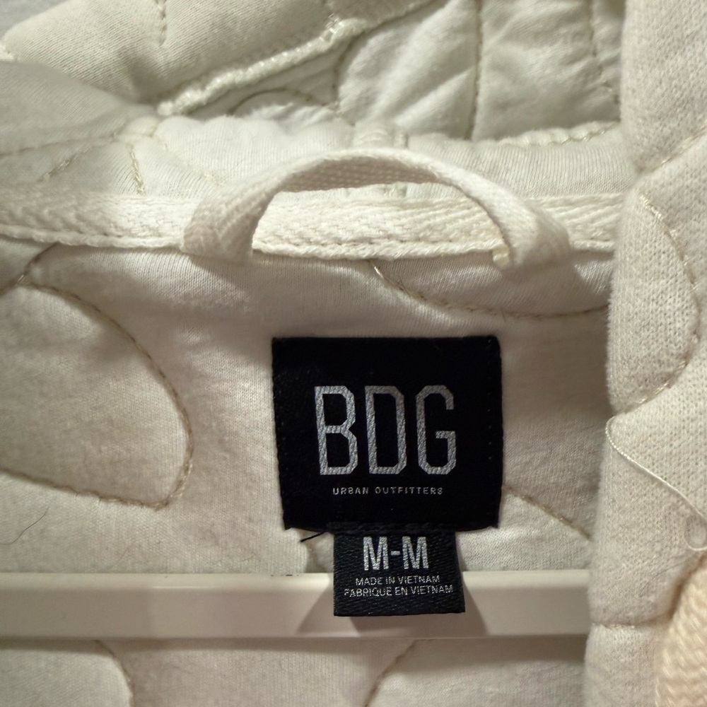 BDG Butterfly Quilted Off-White Zip-Up Hoodie - Medium - Picture 3 of 4